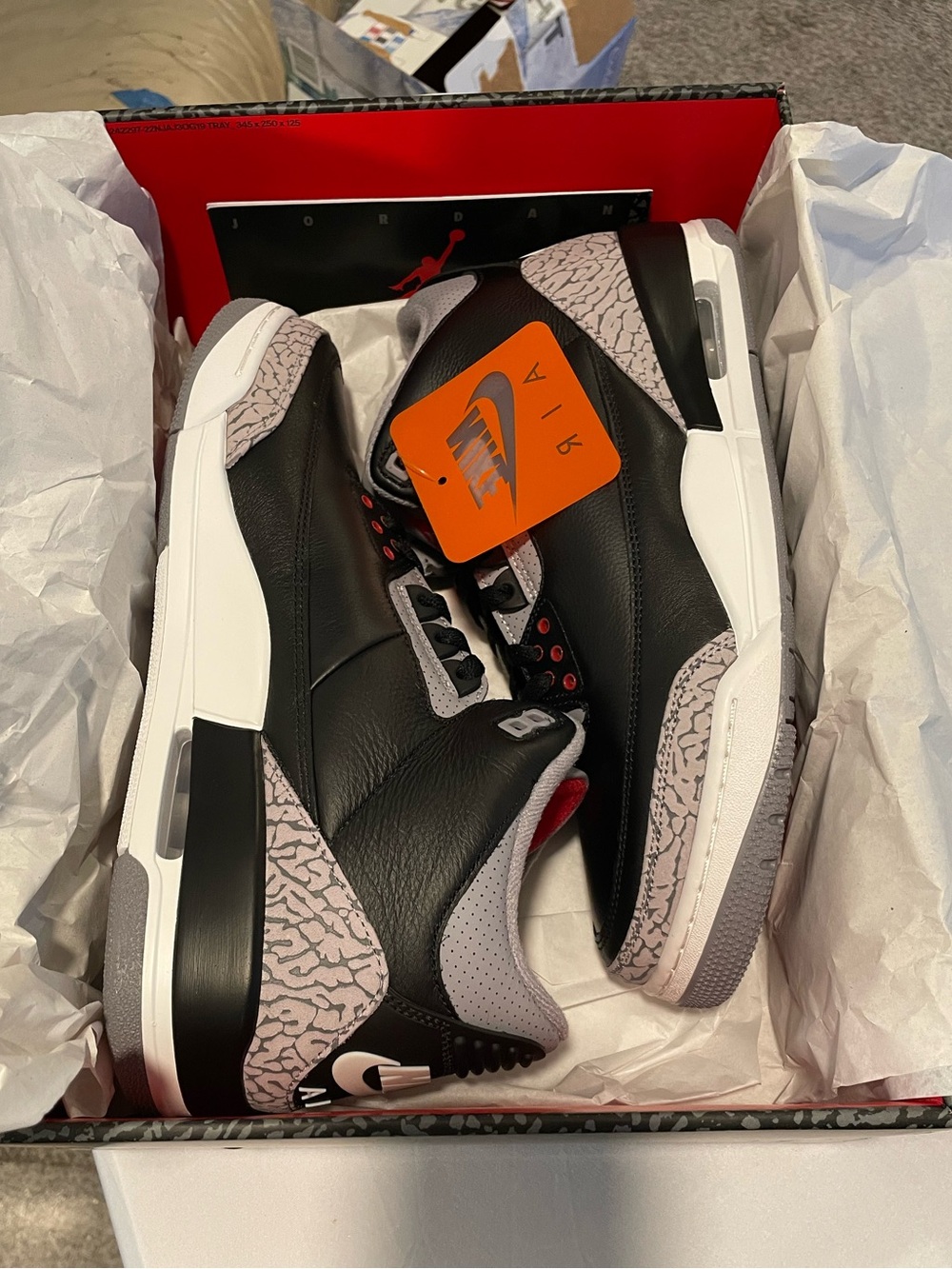Jordan Mens Sneakers - Black/Gray/White with Red Accents